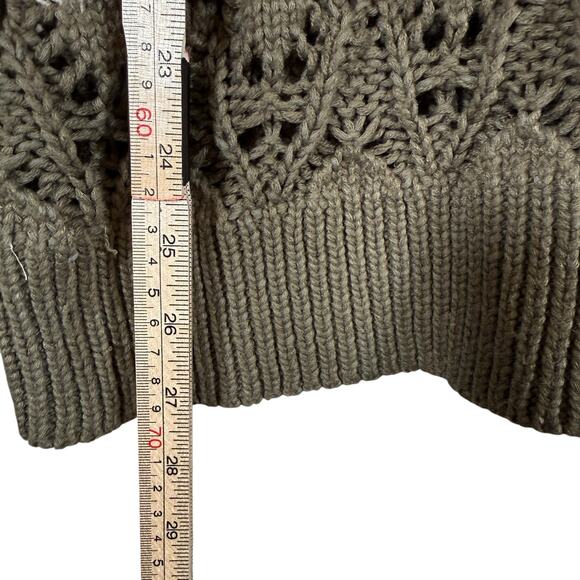 POL Crochet Open Knit Sweater | Rust Beige Olive Color block Boho | Medium - Picture 9 of 11